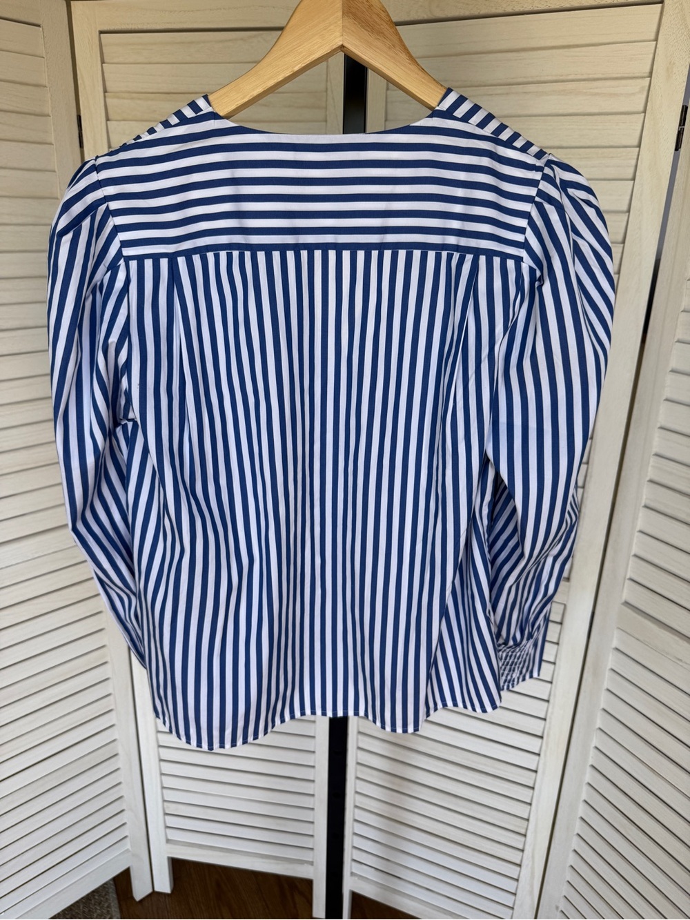 NWT Madewell Navy and White Striped Poplin Button-Front Blouse Preppy Old Money - Picture 6 of 12